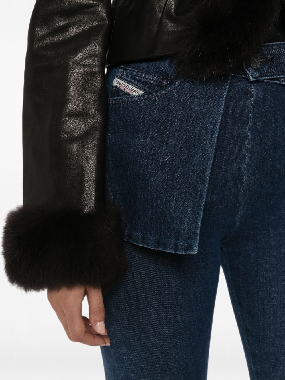 Diesel Skinny Denim with Peplum Detail Jeans — Navy