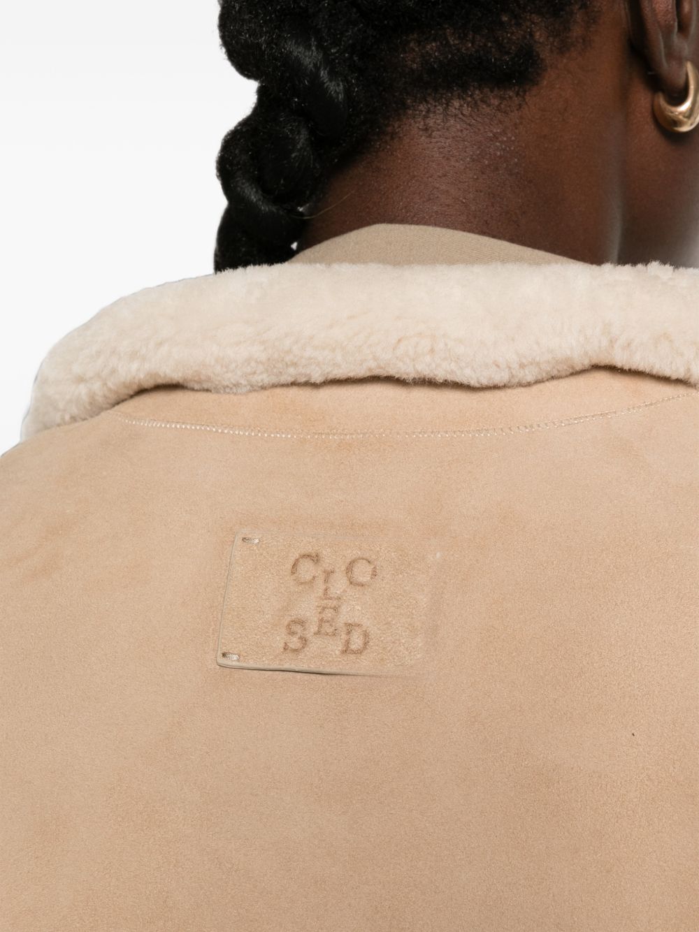 Closed Shearling-Lined Jacket — Beige
