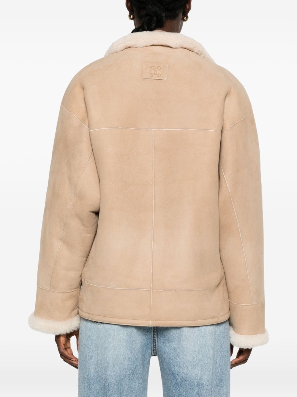 Closed Shearling-Lined Jacket — Beige