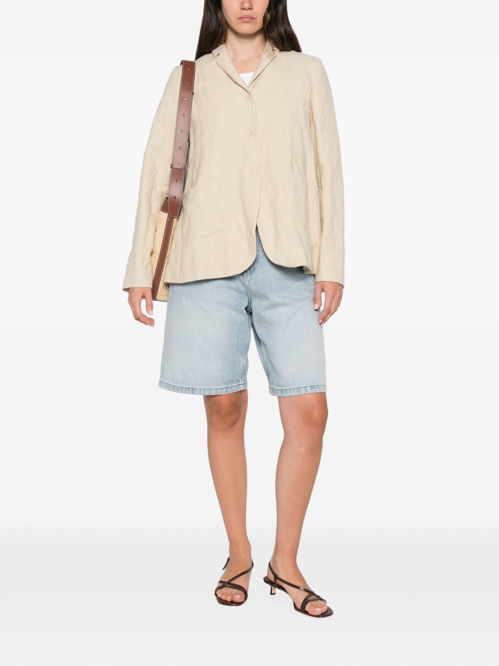 Apuntob Wool-Blend Twill Blazer — Beige