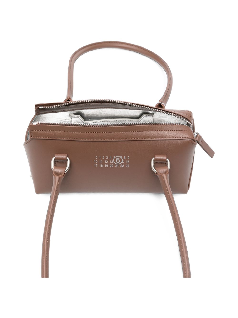 MM6 Maison Margiela Logo-Print Leather Shoulder Bag — Brown