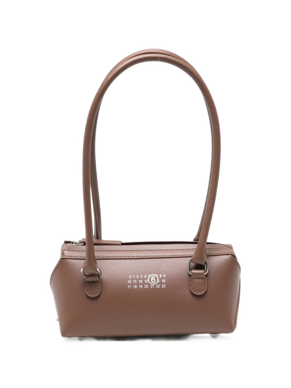 MM6 Maison Margiela Logo-Print Leather Shoulder Bag — Brown