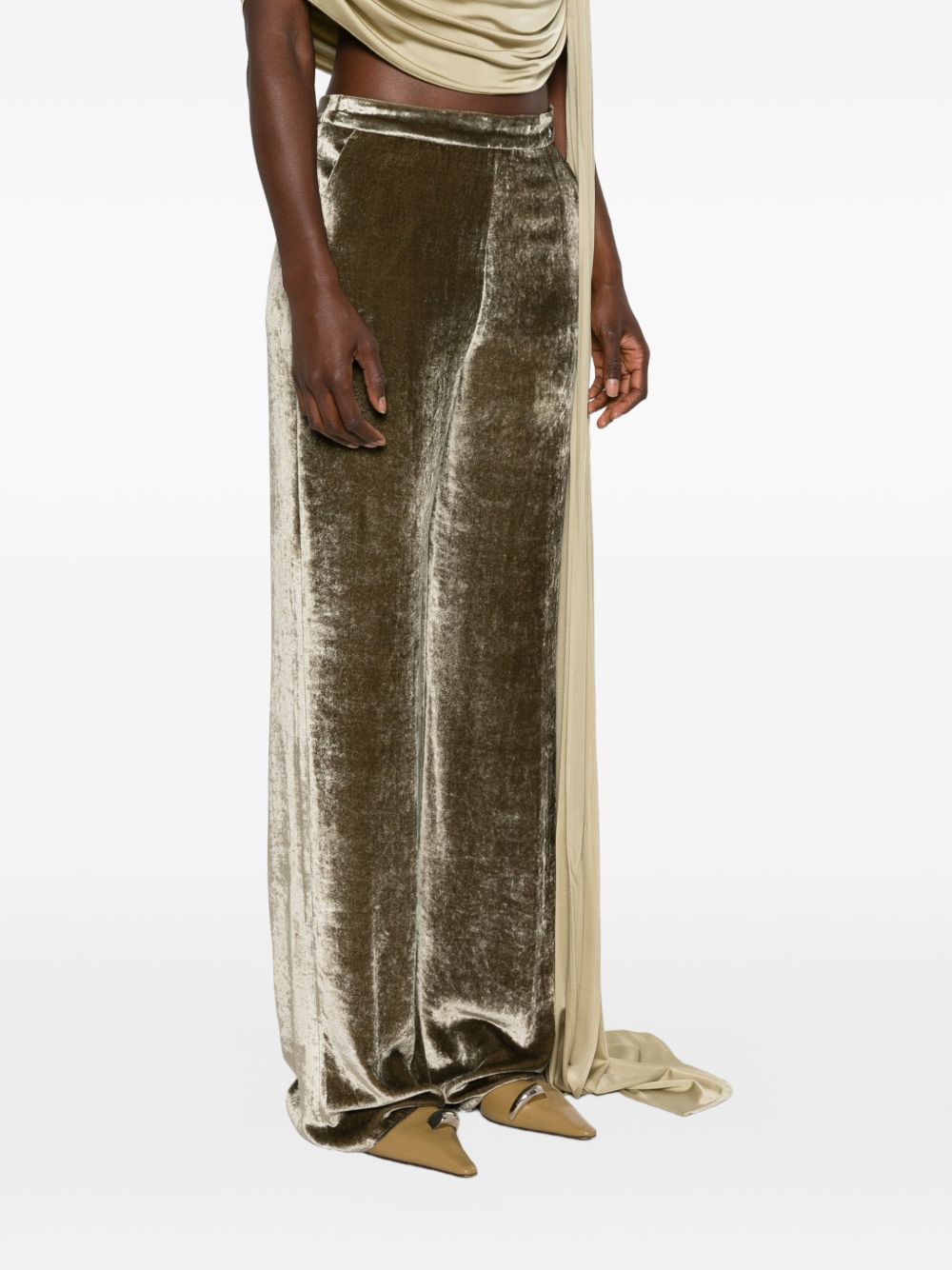 Etro Velvet Wide-Leg Trousers — Brown