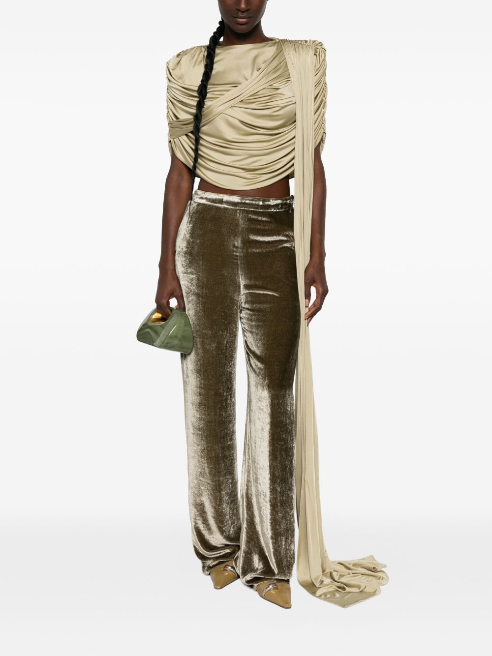 Etro Velvet Wide-Leg Trousers — Brown