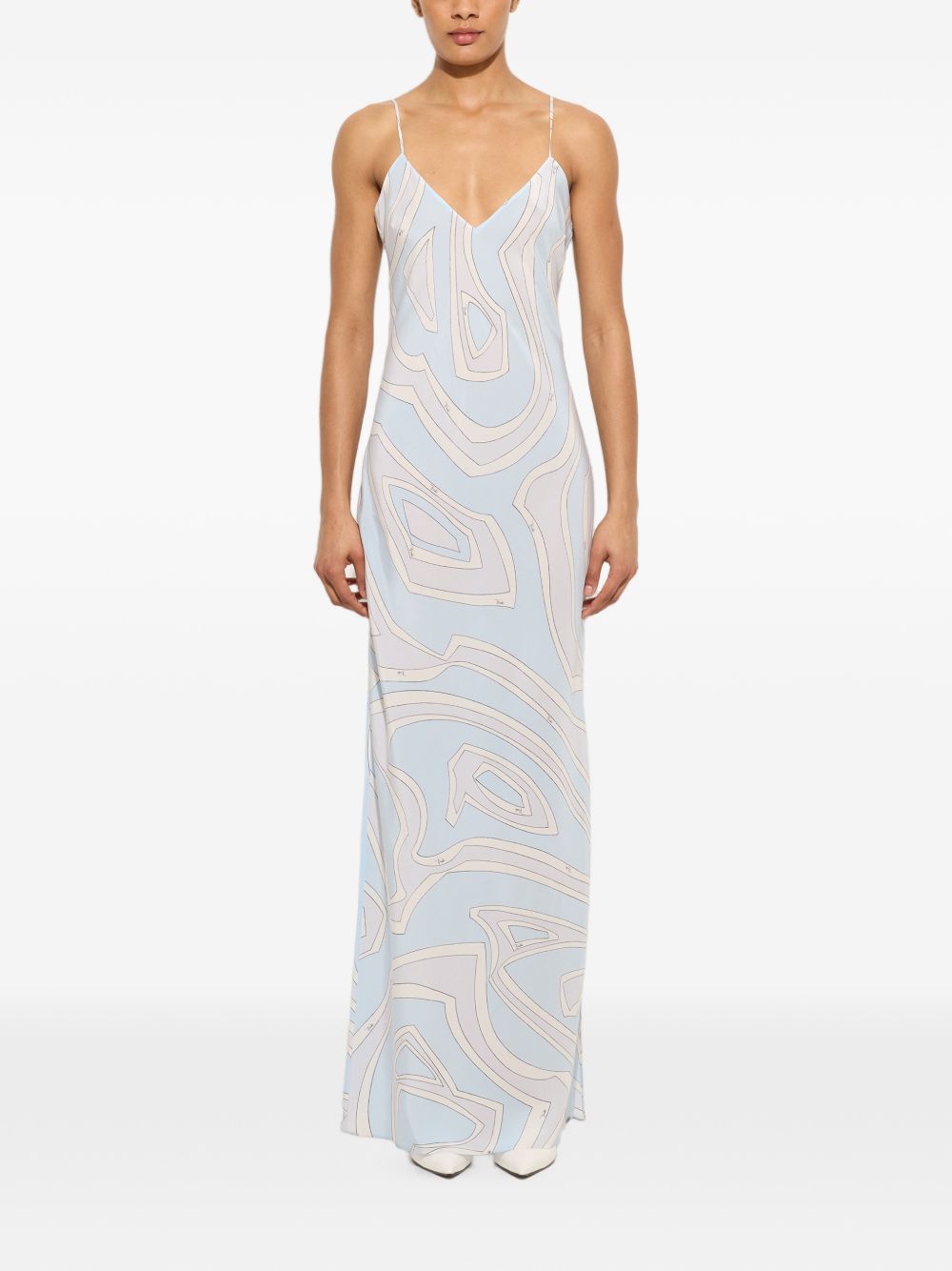 Pucci Abstract Print Silk Dress — Light Blue
