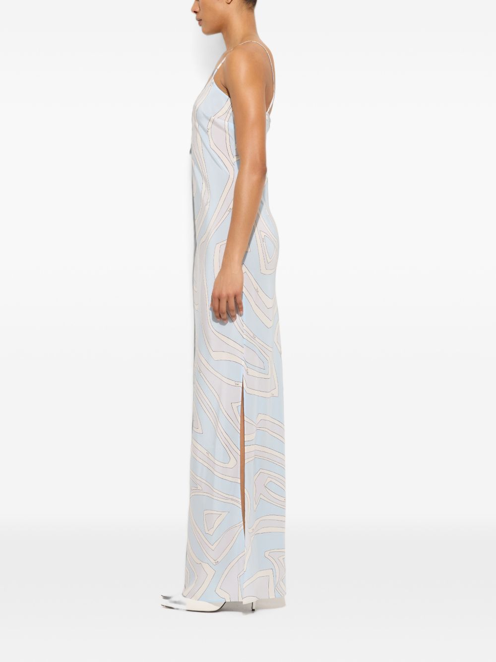 Pucci Abstract Print Silk Dress — Light Blue