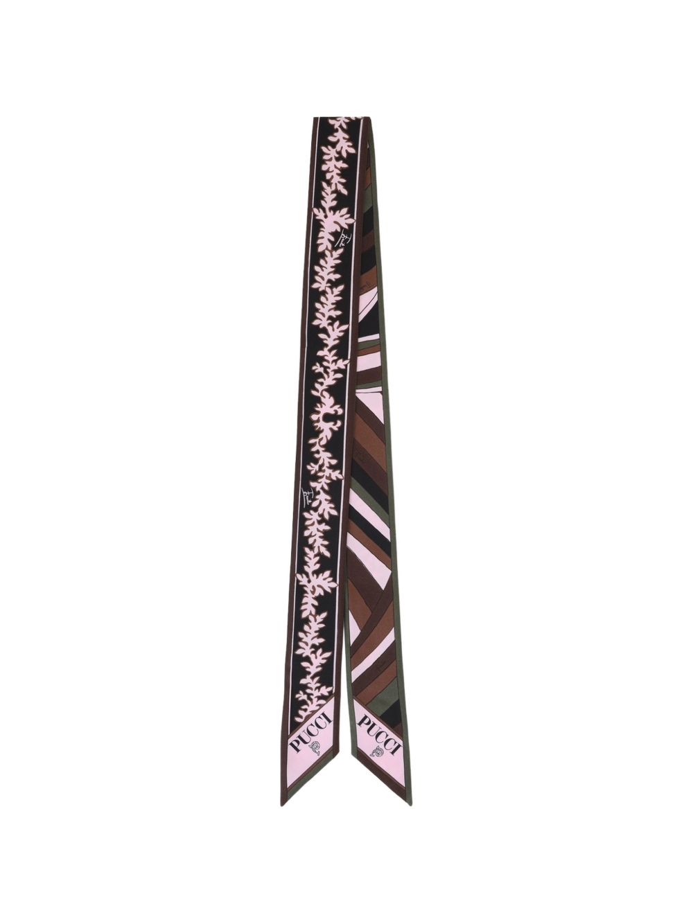 Pucci Printed Silk Foulard Scarf — Brown