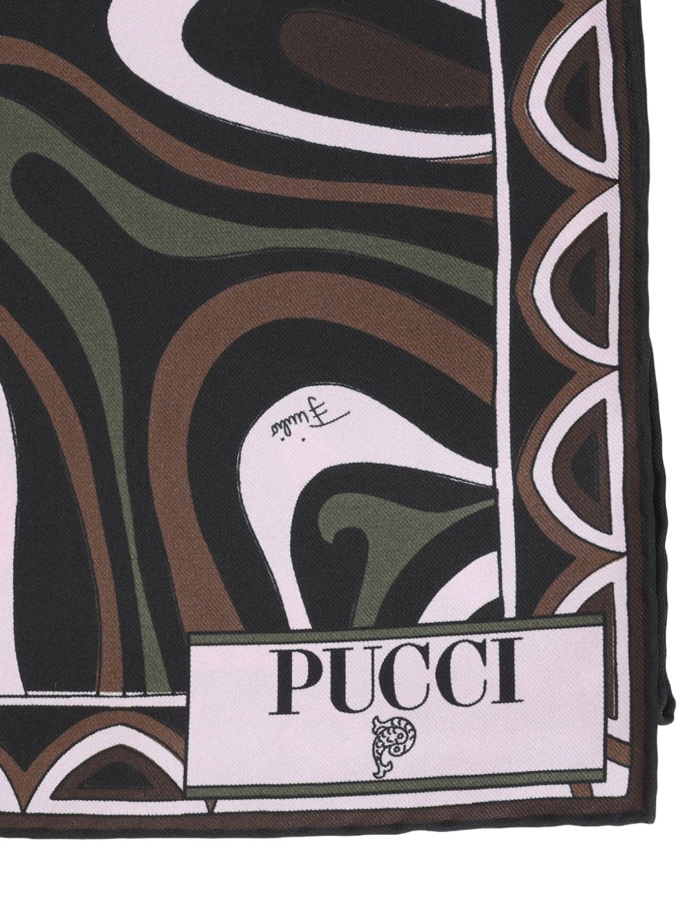 Pucci Patchwork Silk Twill Scarf — Brown