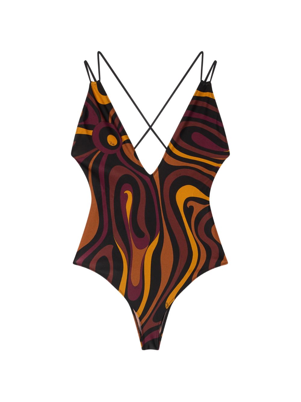 Pucci Printed Abstract One-Piece Swimsuit — Burgundy