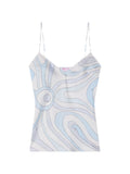 Pucci Printed Silk Tank Top — Blue