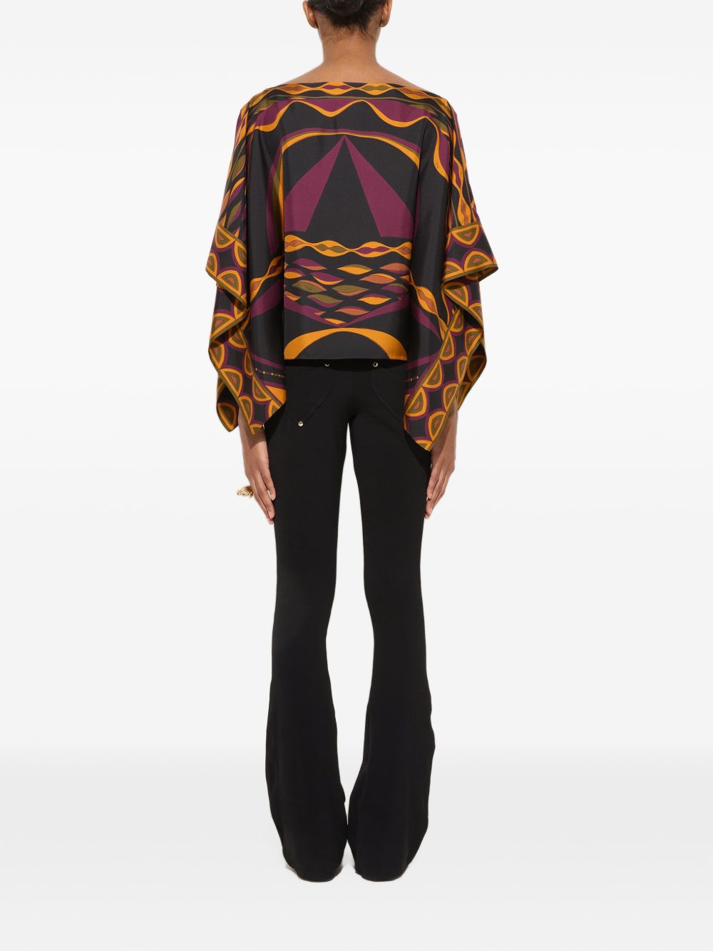 Pucci Abstract-Print Silk Blouse — Black