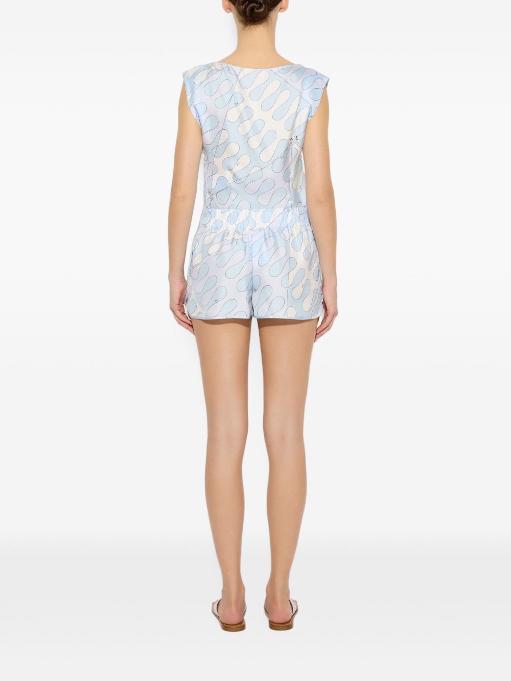 Pucci Silk Bloomer Shorts — Light Blue
