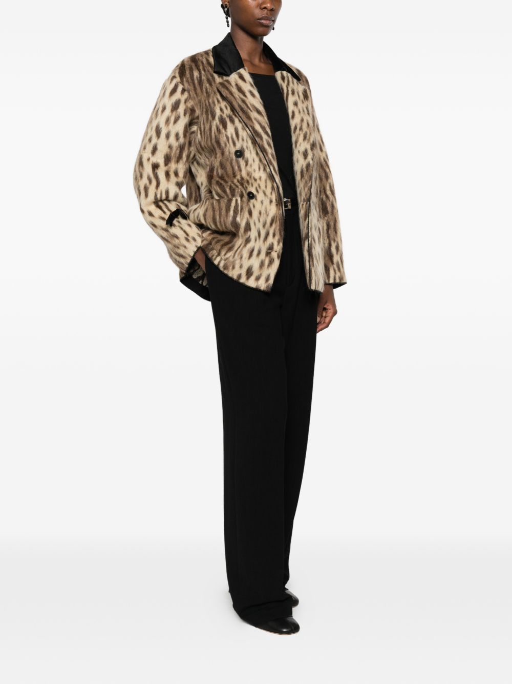 Forte Forte Leopard Print Wool Blend Blazer — Brown