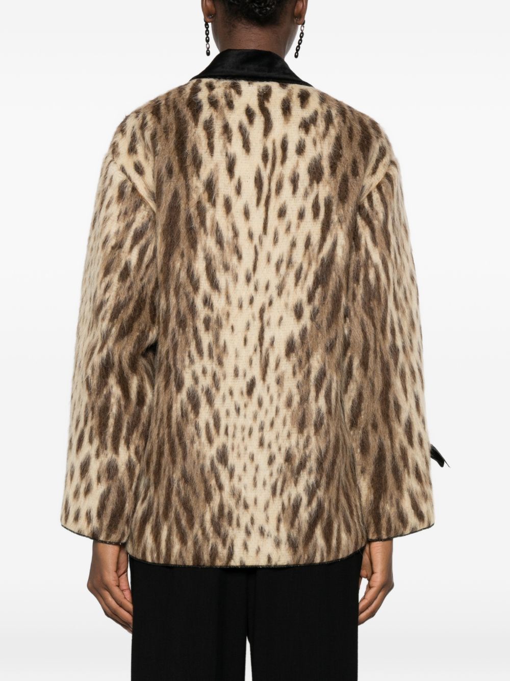 Forte Forte Leopard Print Wool Blend Blazer — Brown