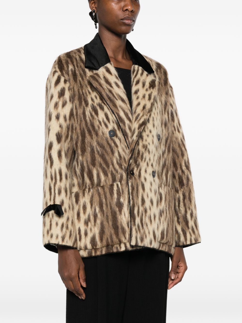 Forte Forte Leopard Print Wool Blend Blazer — Brown