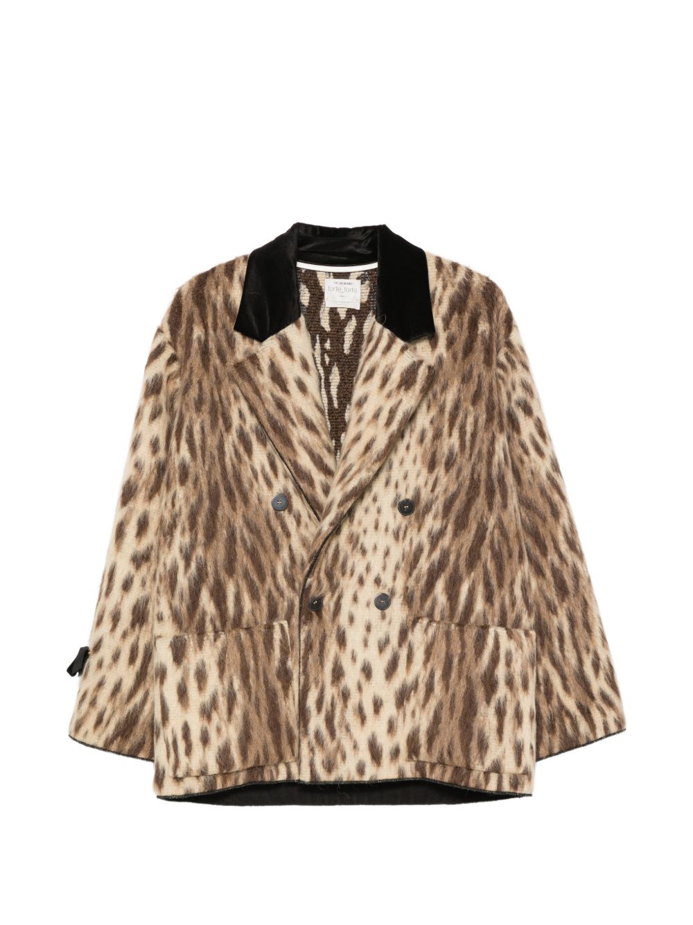 Forte Forte Leopard Print Wool Blend Blazer — Brown