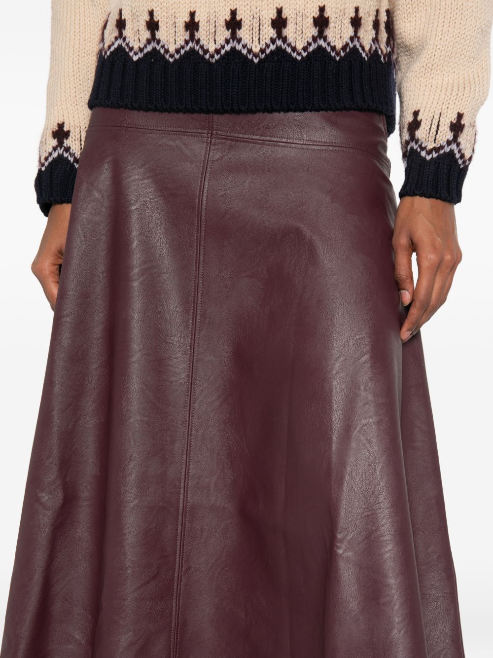 Forte Forte Eco Leather A-Line Skirt — Burgundy