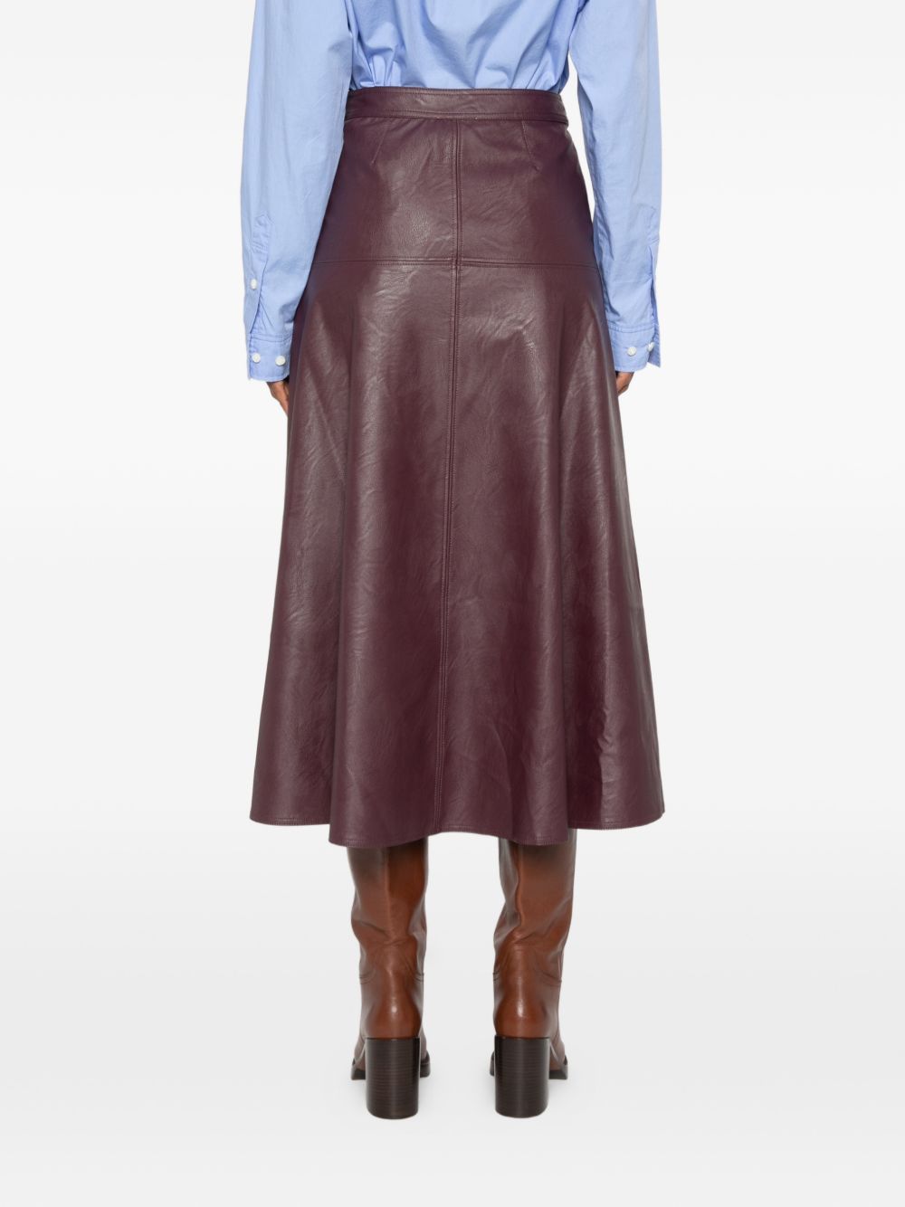 Forte Forte Eco Leather A-Line Skirt — Burgundy