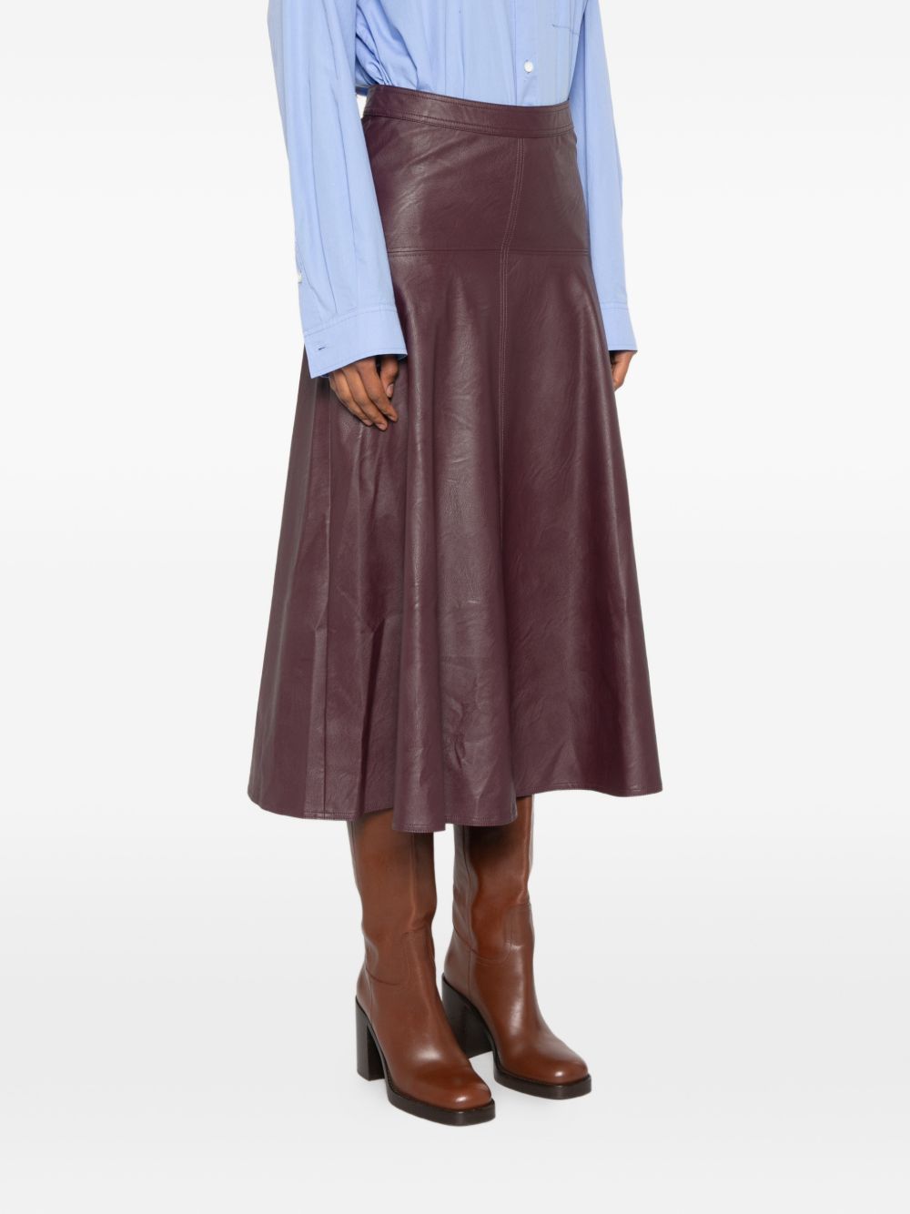 Forte Forte Eco Leather A-Line Skirt — Burgundy