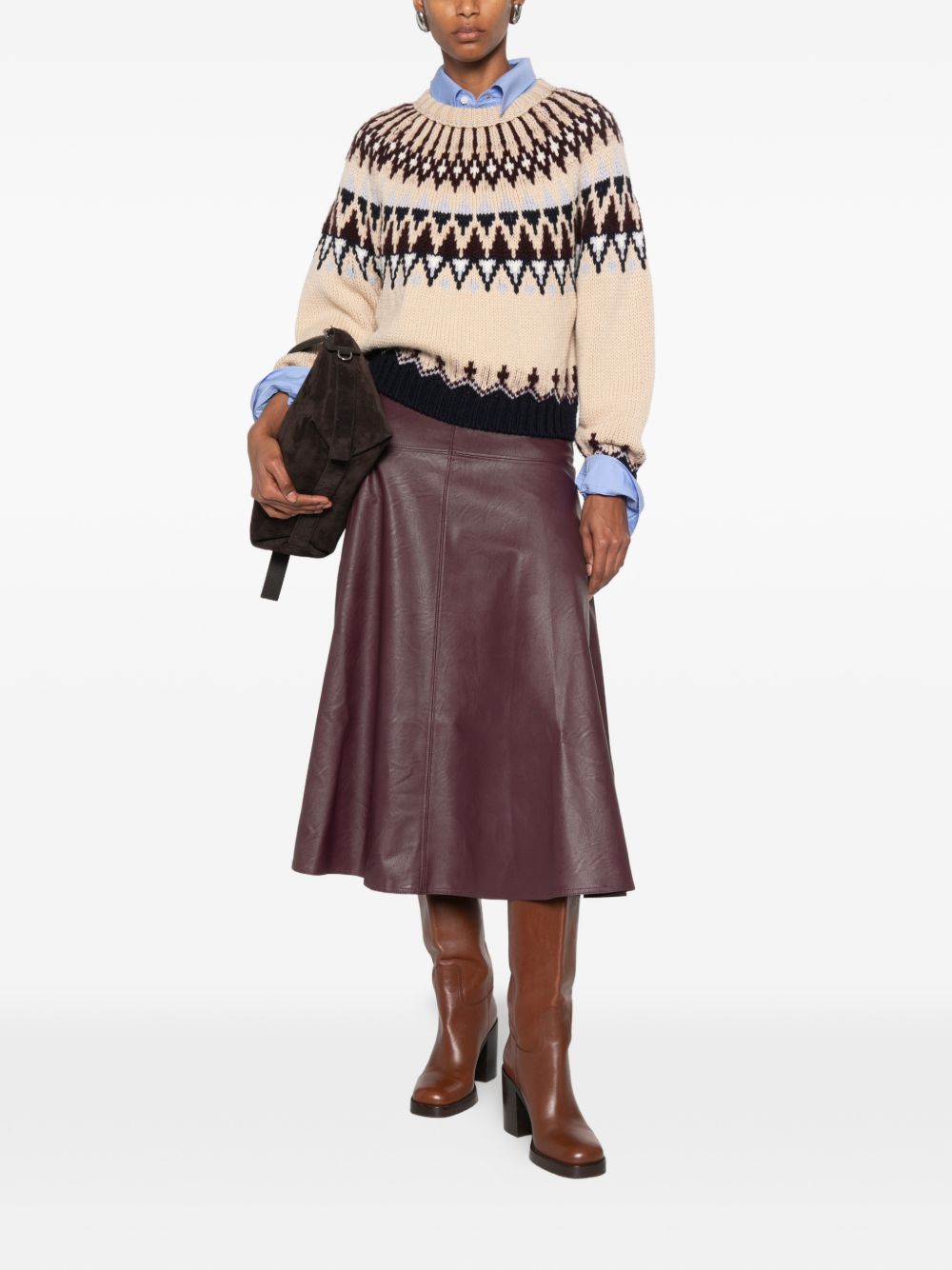 Forte Forte Eco Leather A-Line Skirt — Burgundy