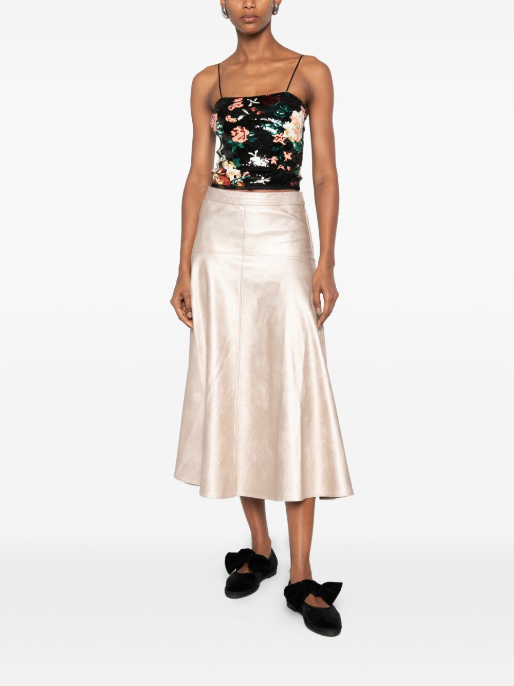 Forte Forte Metallic Eco Leather Skirt — Silver