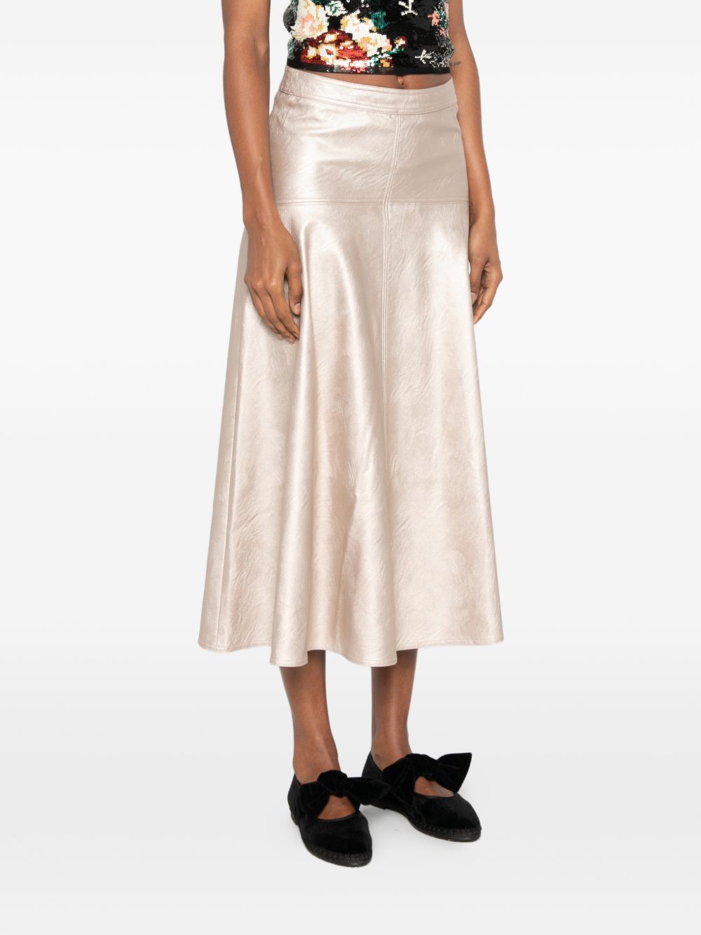 Forte Forte Metallic Eco Leather Skirt — Silver