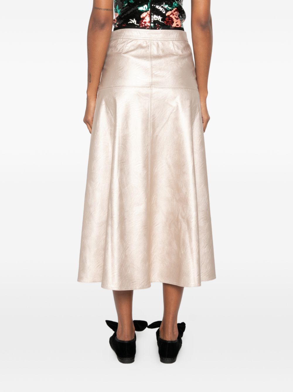 Forte Forte Metallic Eco Leather Skirt — Silver