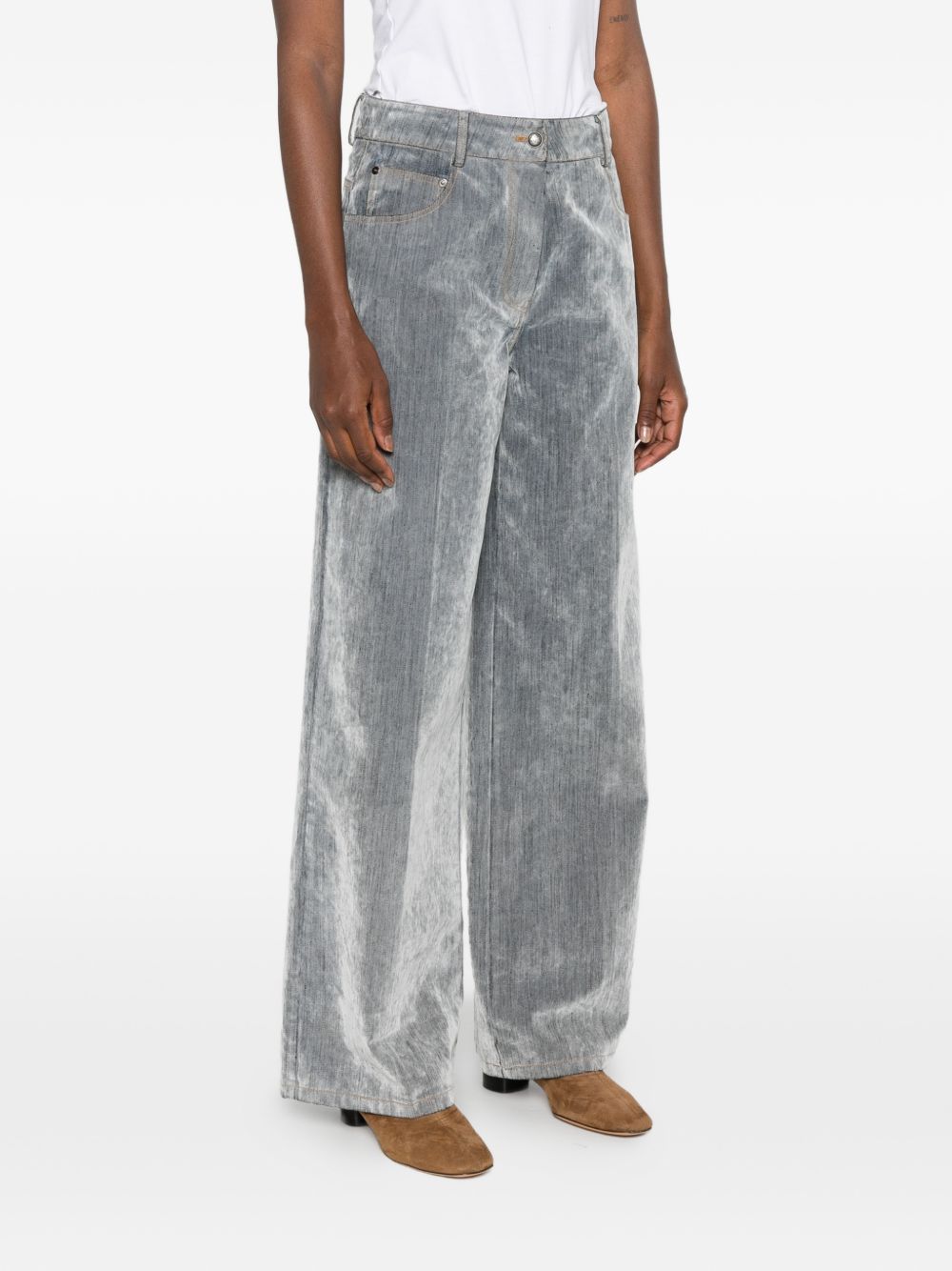Forte Forte Wide-Leg Denim Jeans — Grey