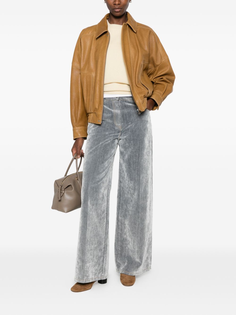 Forte Forte Wide-Leg Denim Jeans — Grey