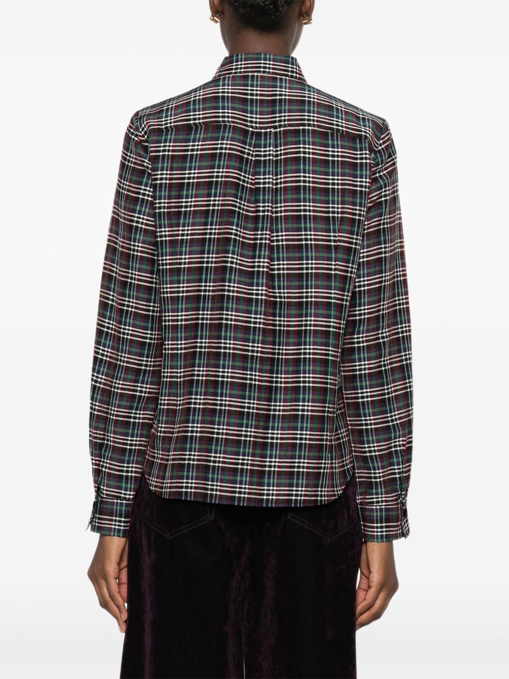 Forte Forte Tartan Ruffled Shirt — Navy