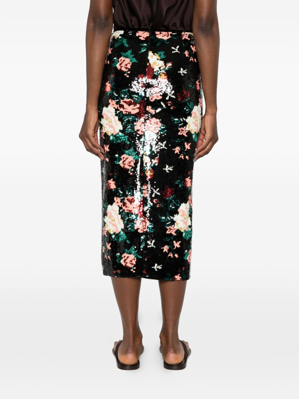 Forte Forte Sequin Floral Skirt — Black