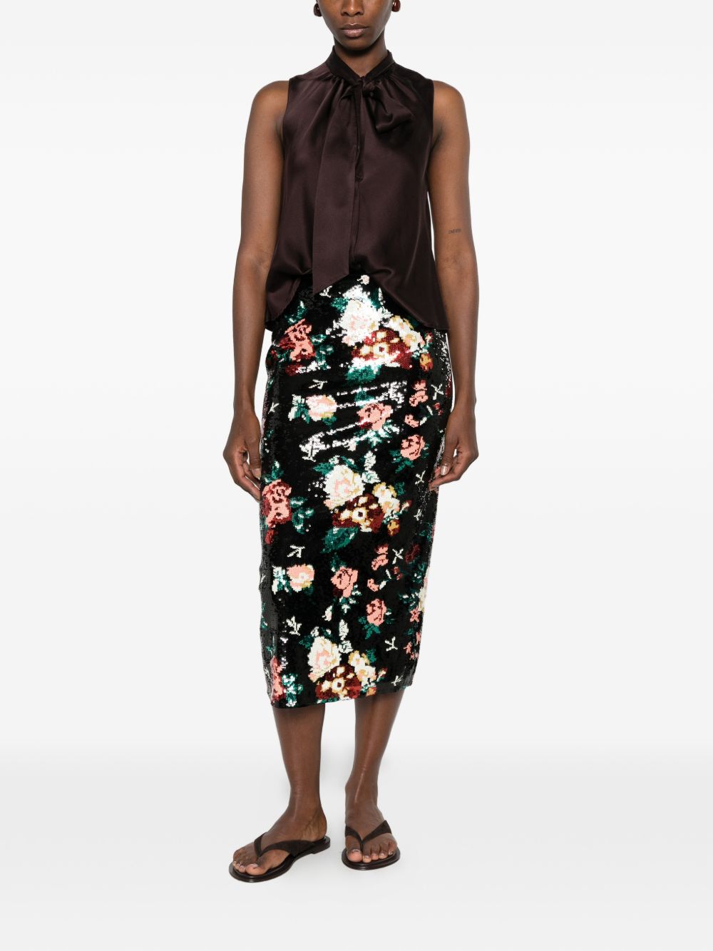 Forte Forte Sequin Floral Skirt — Black