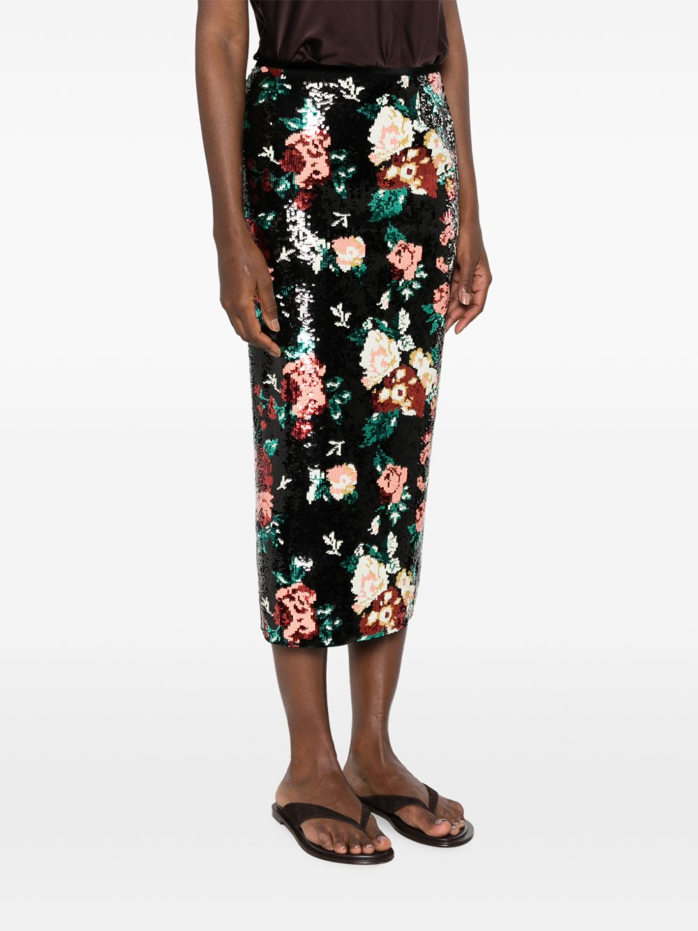 Forte Forte Sequin Floral Skirt — Black