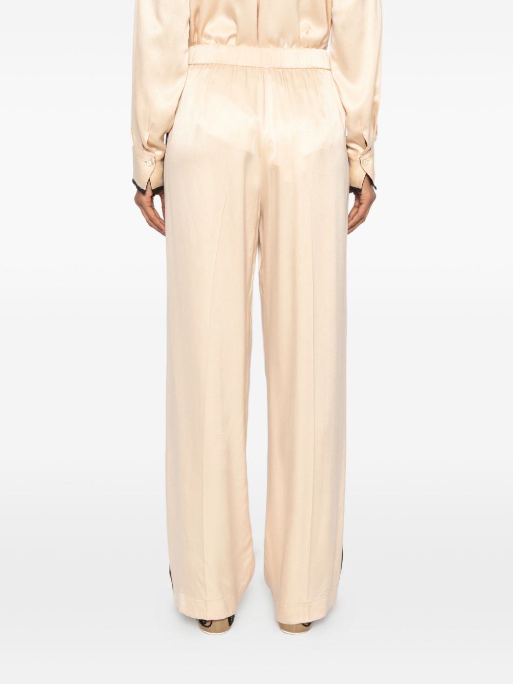 Forte Forte Side-Stripe Satin Trousers — Beige
