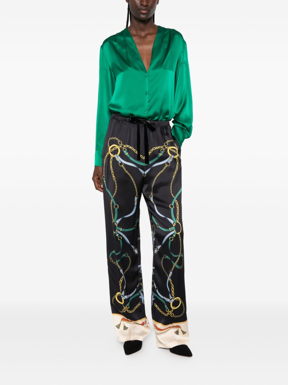 Forte Forte Silk Satin Shirt — Green