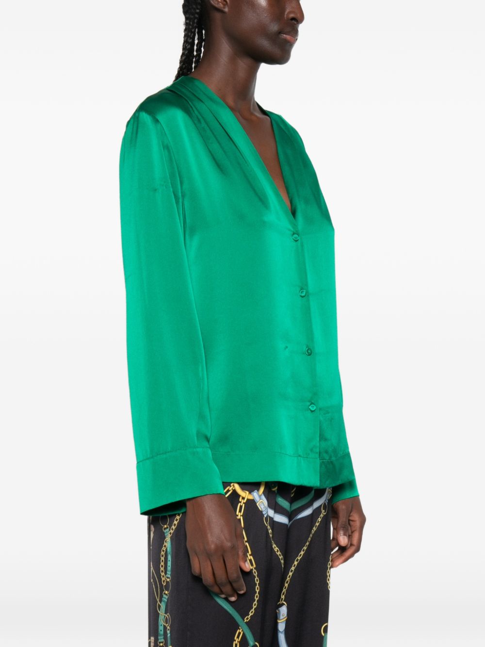 Forte Forte Silk Satin Shirt — Green