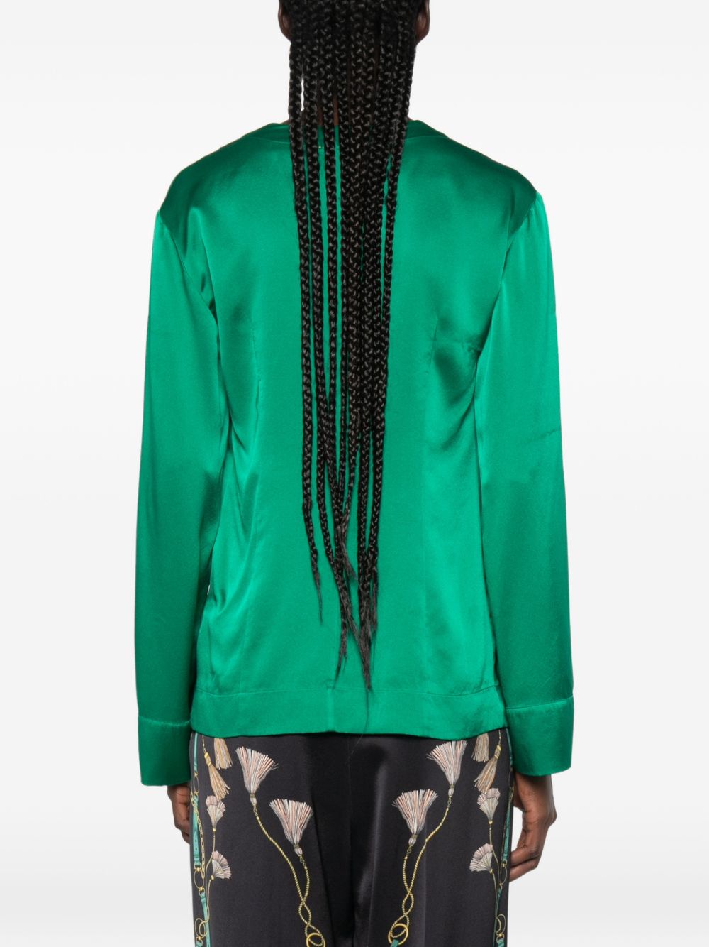 Forte Forte Silk Satin Shirt — Green