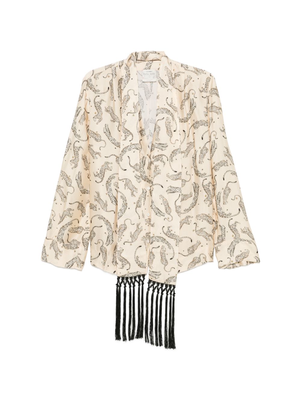 Forte Forte Feather-Print Fringed Shirt — Cream
