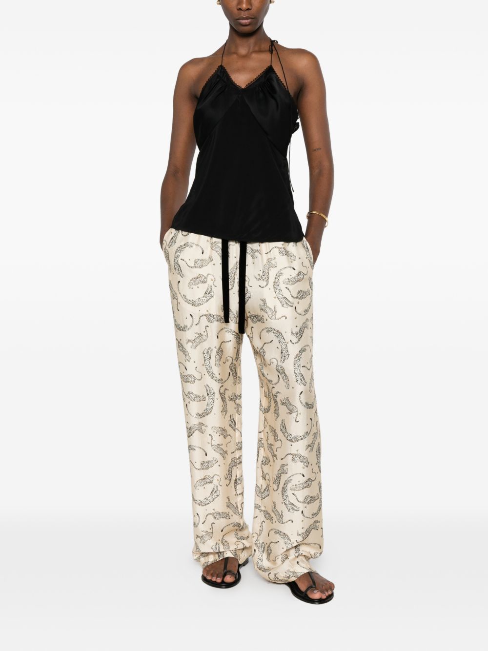 Forte Forte Paisley-Printed Drawstring Trousers — Cream