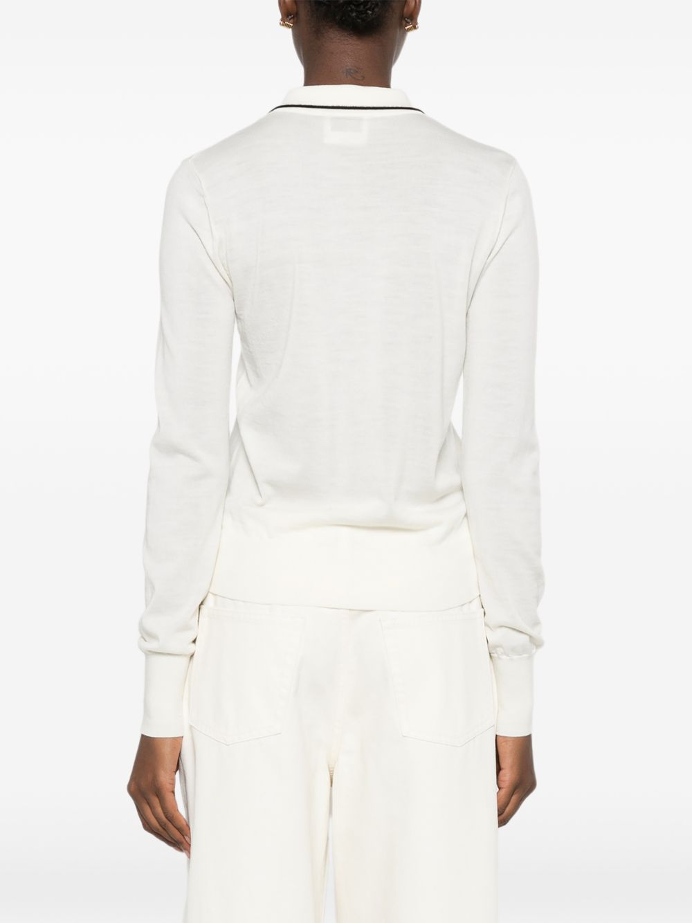 Forte Forte Ruffle-Trimmed Wool Polo — White