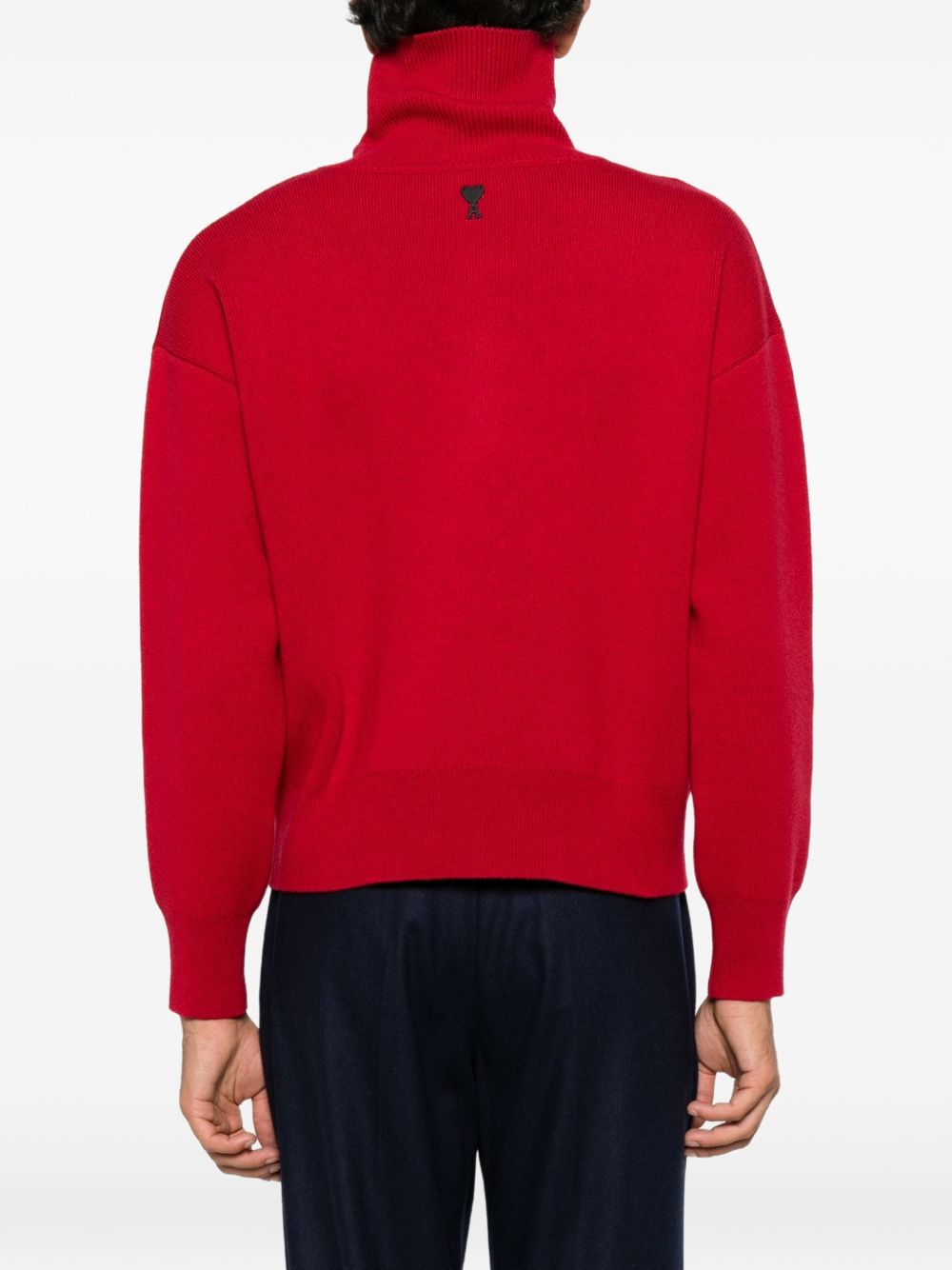 Ami Paris Ribbed Knit Sweater — Red