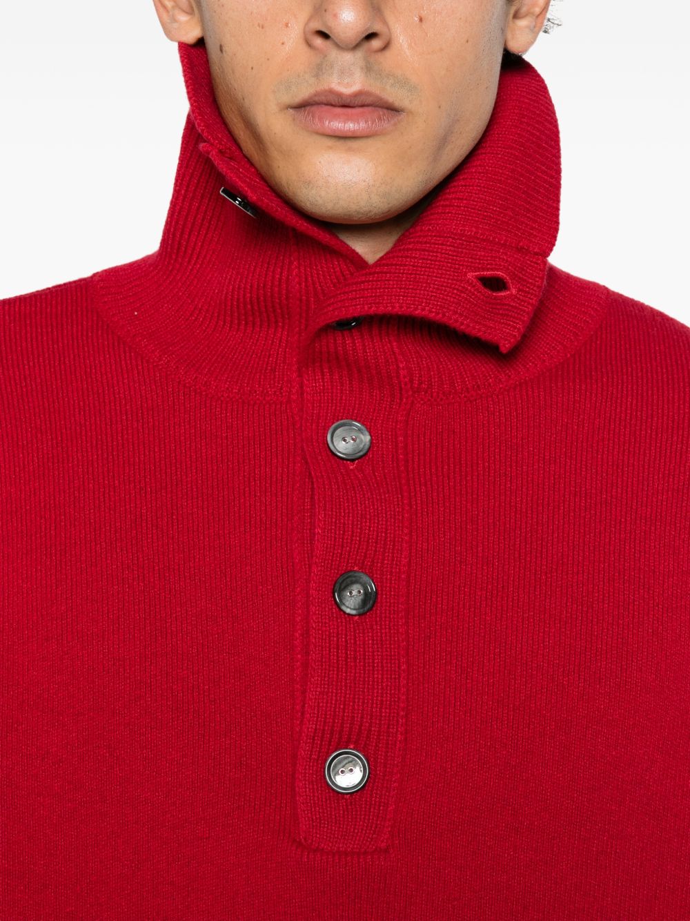 Ami Paris Ribbed Knit Sweater — Red