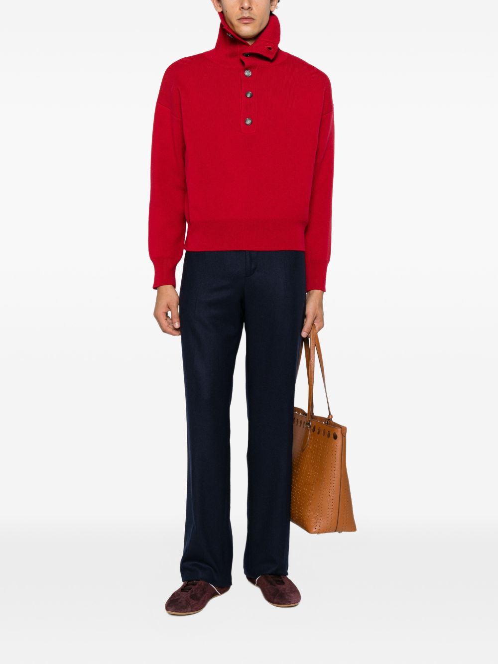 Ami Paris Ribbed Knit Sweater — Red