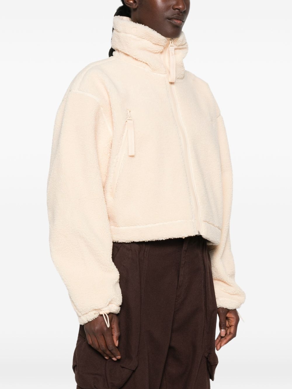Adidas By Stella McCartney Teddy Texture Zip-Up Sweatshirt — Beige