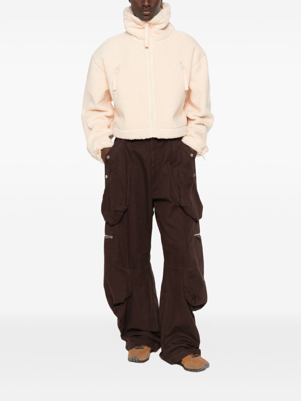 Adidas By Stella McCartney Teddy Texture Zip-Up Sweatshirt — Beige