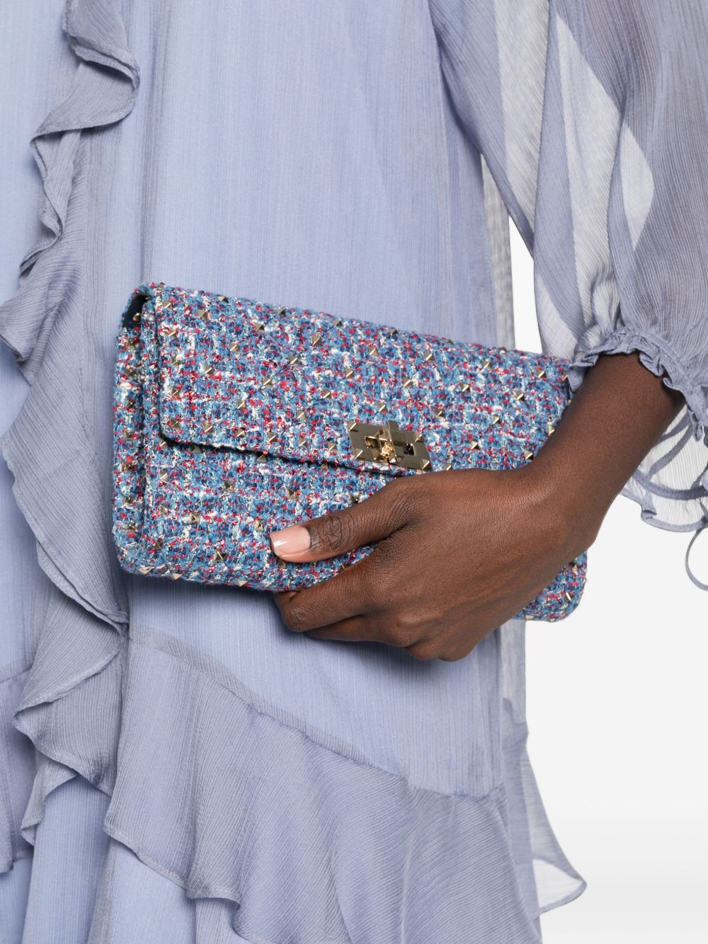 Valentino Garavani Rockstud Spike Shoulder Bag — Blue