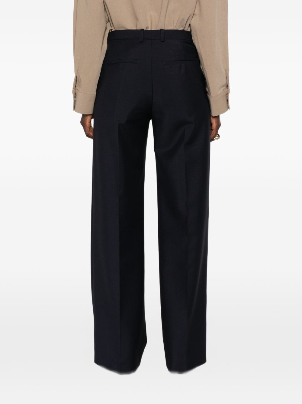 Jil Sander Wide-Leg Pressed Crease Trousers — Black