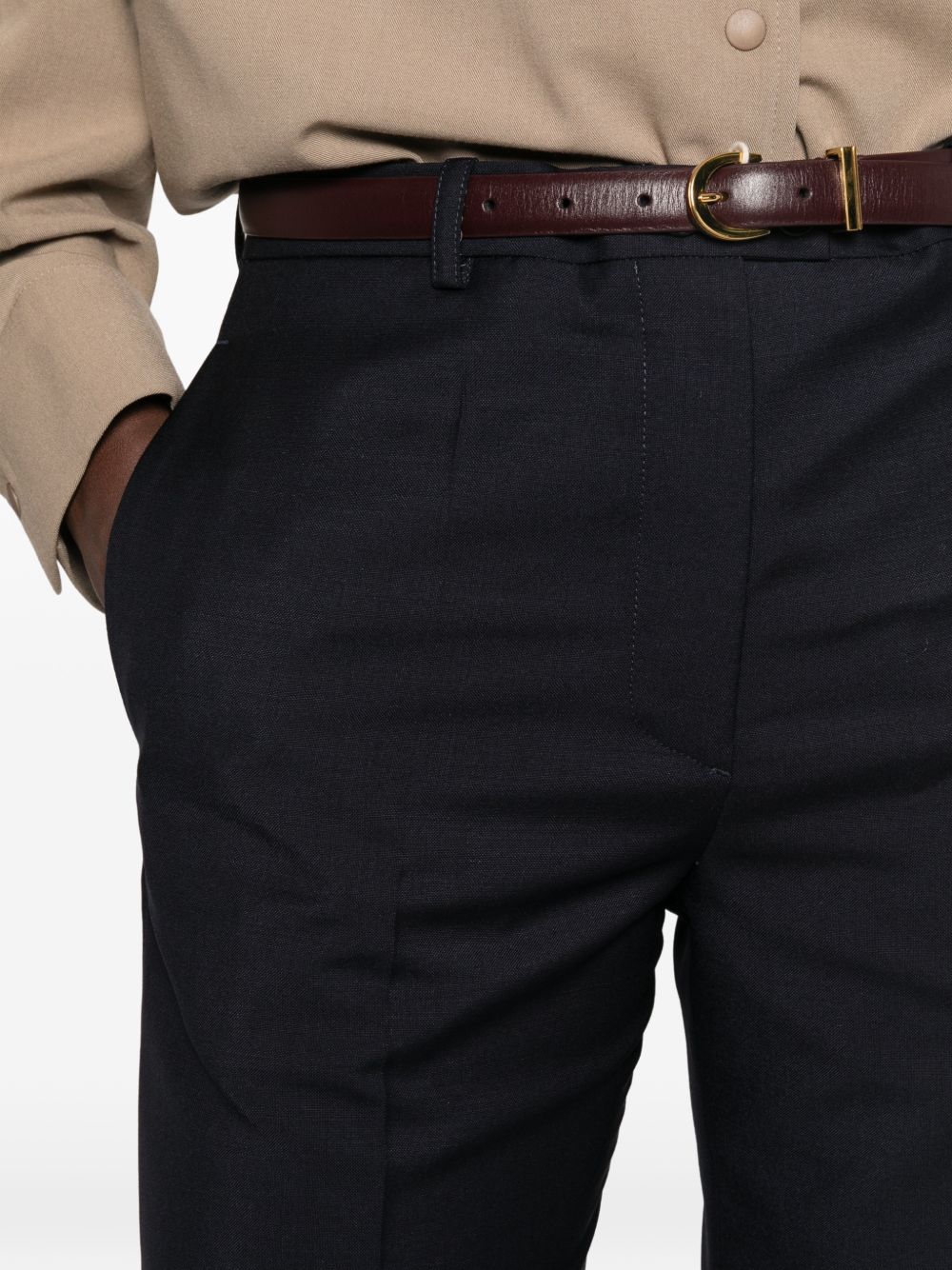 Jil Sander Wide-Leg Pressed Crease Trousers — Black