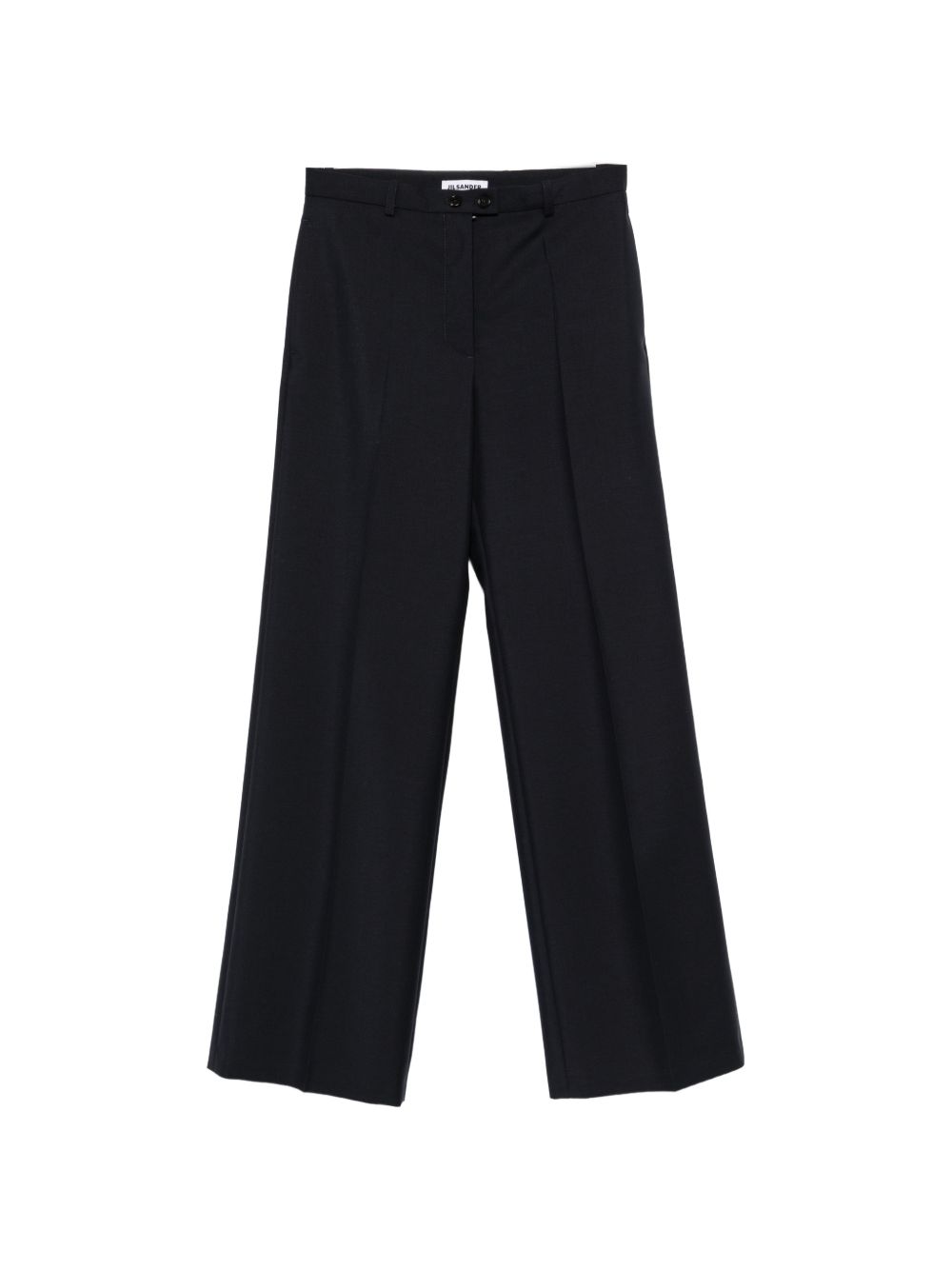 Jil Sander Wide-Leg Pressed Crease Trousers — Black