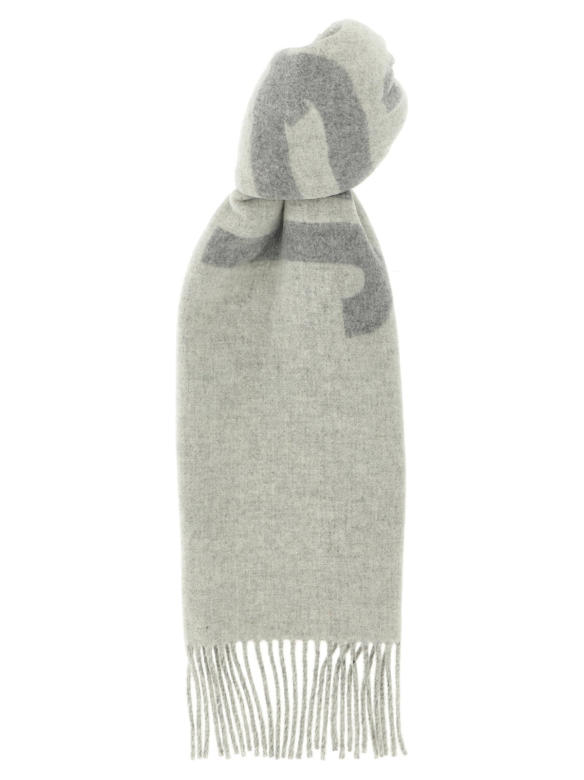 Jacquemus Intarsia Logo Virgin Wool Scarf — Cream